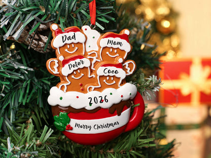 Personalized Resin Family Ornament, Gingerbread Christmas Family Ornament, Gingerbread Family of 2,3,4,5,6 Ornament 2026, Christmas Decor - product image 8