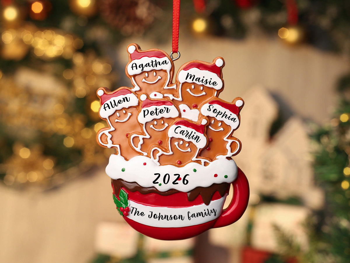 Personalized Resin Family Ornament, Gingerbread Christmas Family Ornament, Gingerbread Family of 2,3,4,5,6 Ornament 2026, Christmas Decor - product image 2