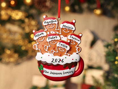 Personalized Resin Family Ornament, Gingerbread Christmas Family Ornament, Gingerbread Family of 2,3,4,5,6 Ornament 2026, Christmas Decor - product image 2