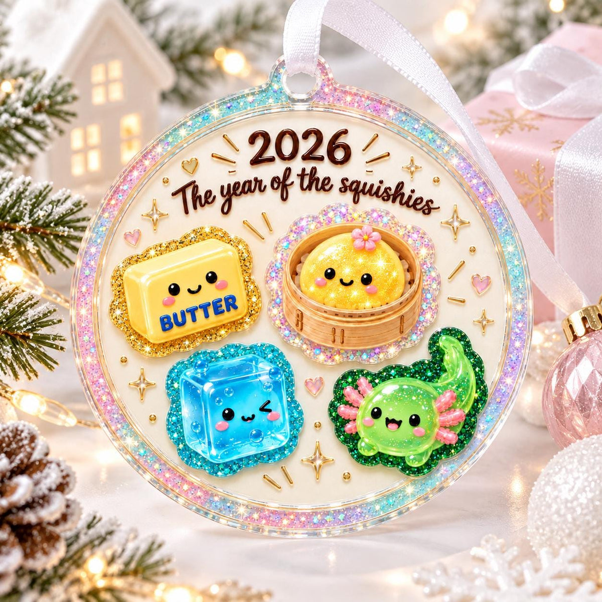 Squishy Dumpling Christmas Ornament 2026, Cute Squishy Lover Gift, Squishy Hunting Squishies, Butter NeeDoh Ornament, Kids Keepsake Gift - product image 12