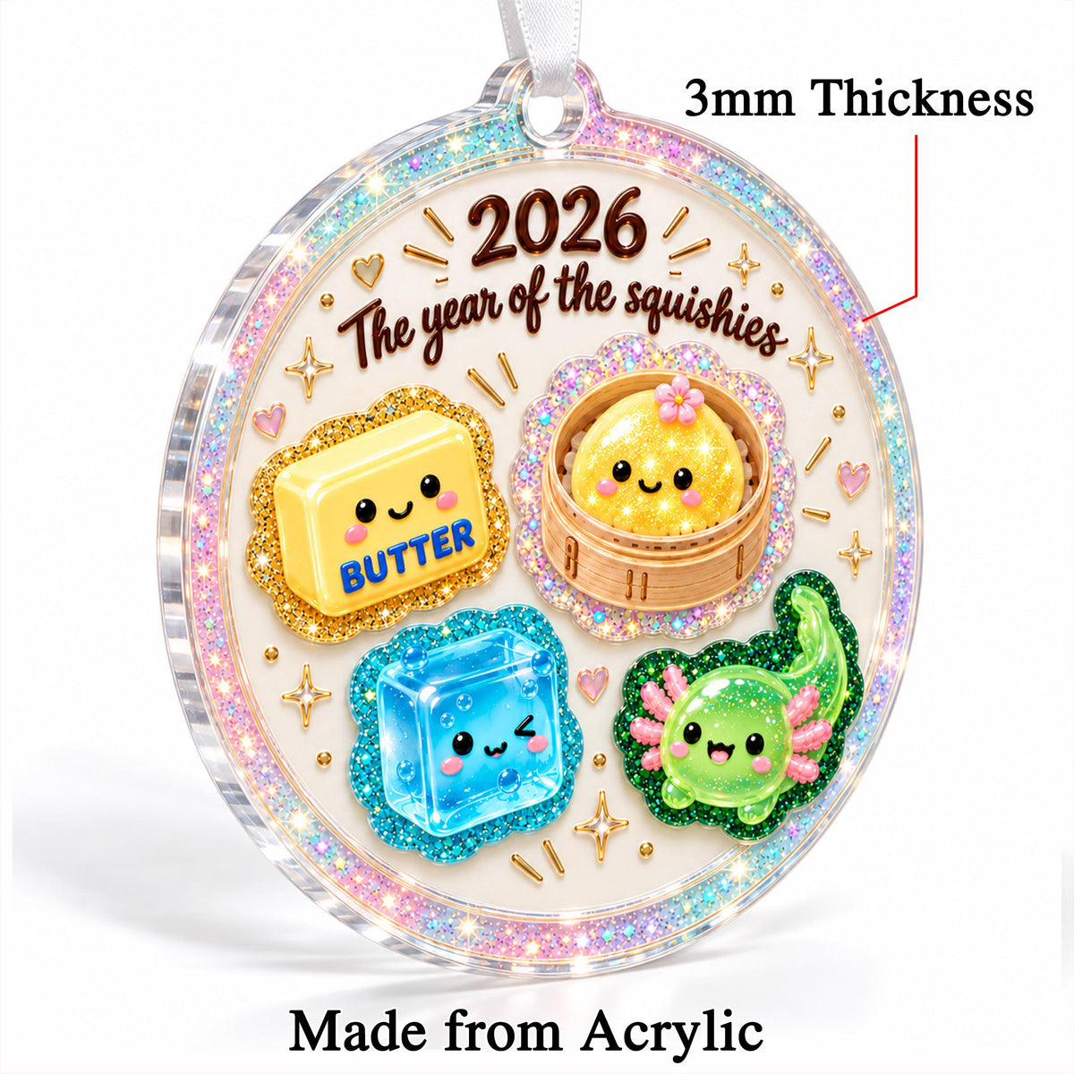 Squishy Dumpling Christmas Ornament 2026, Cute Squishy Lover Gift, Squishy Hunting Squishies, Butter NeeDoh Ornament, Kids Keepsake Gift - product image 4