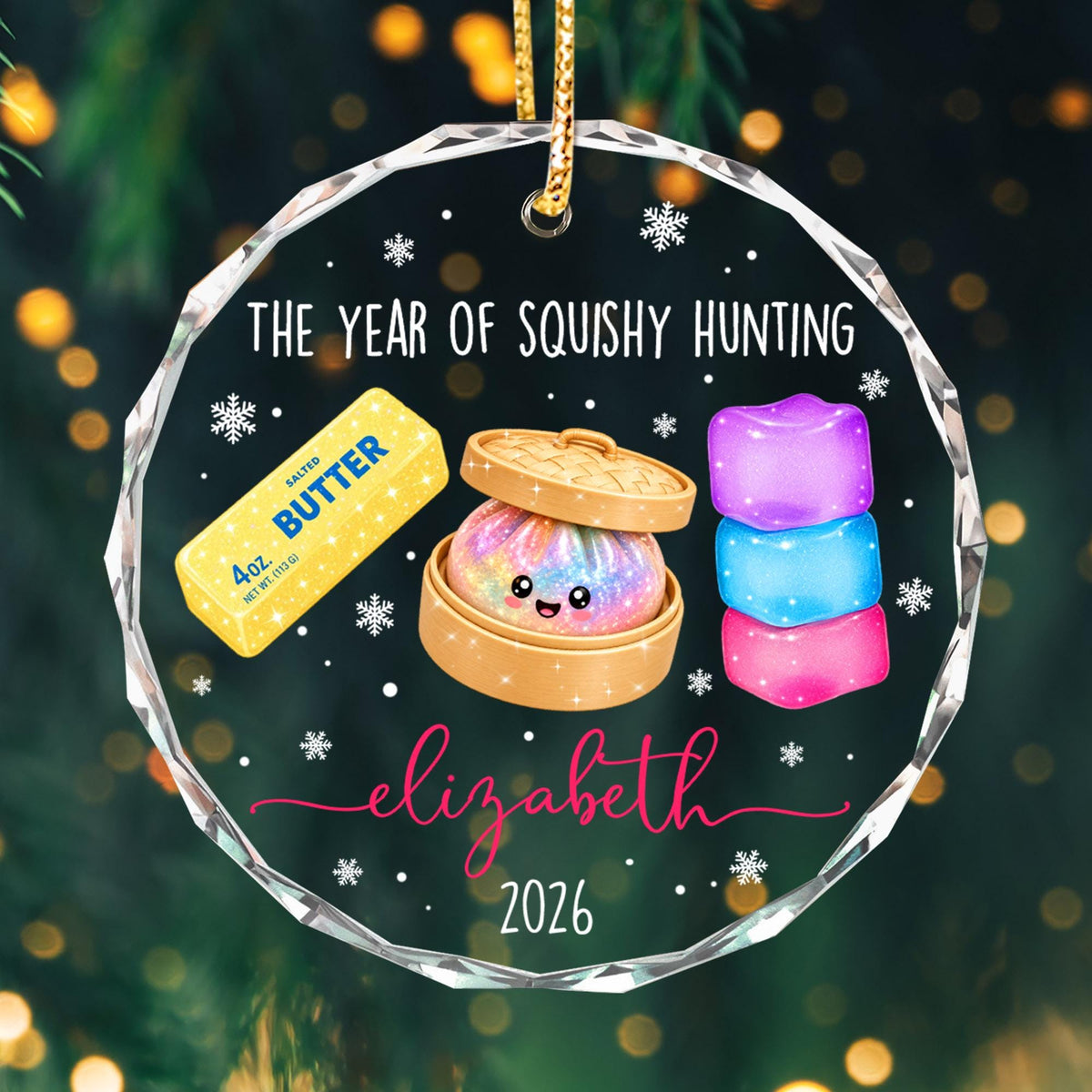 Personalized Squishy Christmas Ornament 2026: Kids Name Ornament, Viral Dumpling Squishy Gift, Girls Christmas Gift, Year Of Squishy Hunting - product image 9