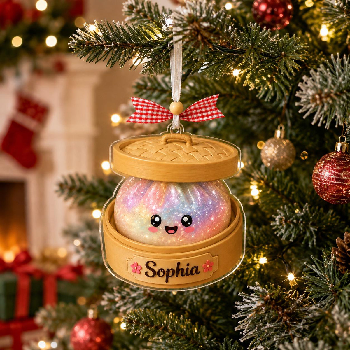 Personalized Glitter Dumpling Ornament, Squishy Dumpling Acrylic Custom Name Glittter Dumpling, Dumpling Lover Gift, Kids Christmas Gift - product image 9