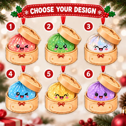 Personalized Cute Dumpling Christmas Ornament, Faux Glitter Dumpling Keepsake, Dumpling Lover Gift, Kids Christmas Gift, Foodie Decor - product image 3