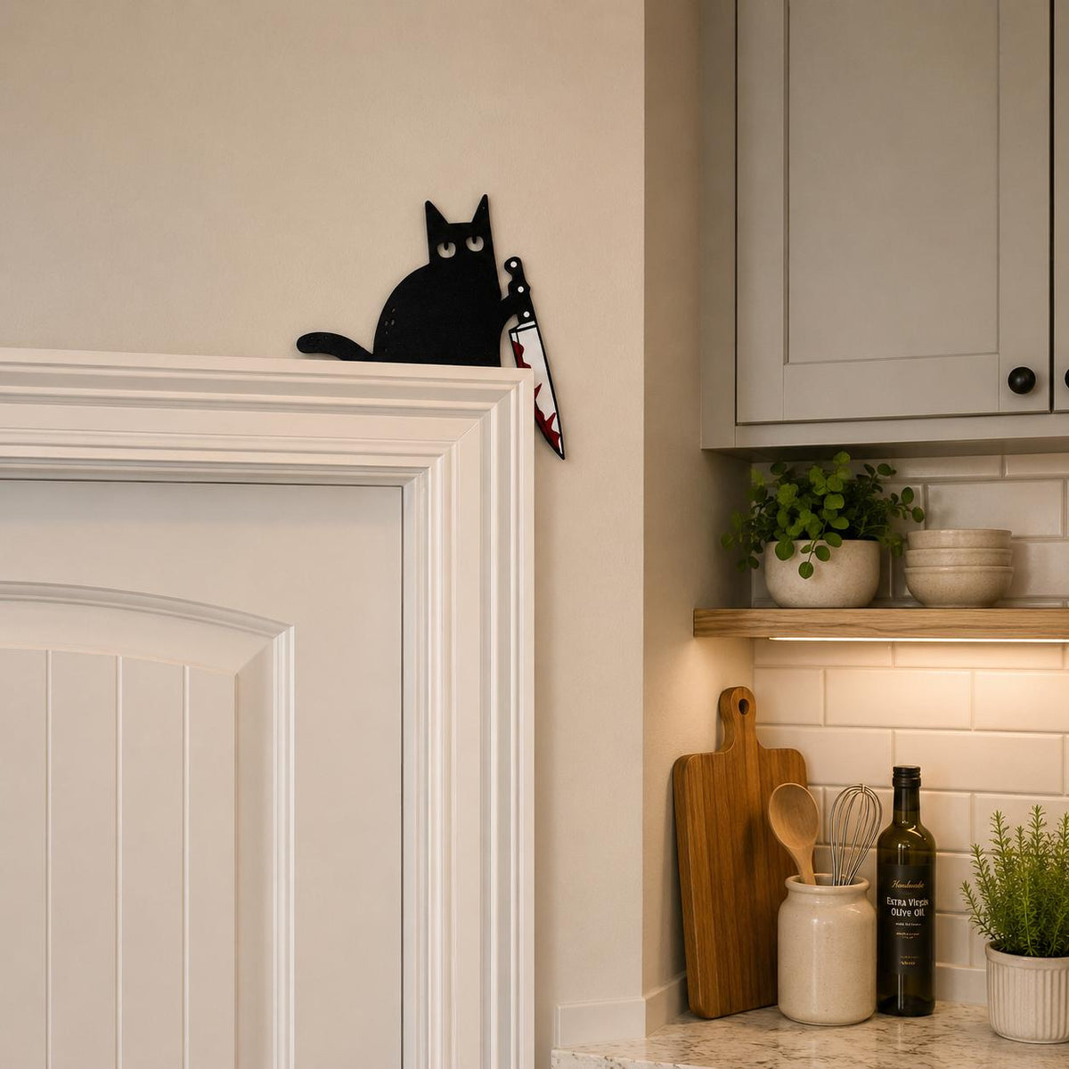 Black Cat Decor | Halloween Decor | Halloween Wall Decor | Cat Door Corner | Funny Halloween Decor | Cat Lover Gift | Door Frame Cat - product image 6