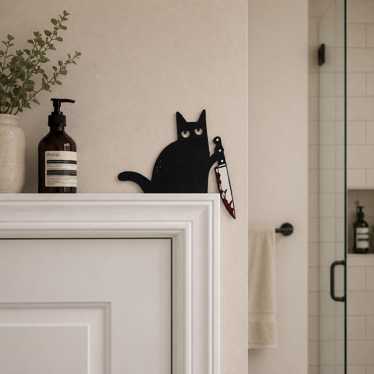 Black Cat Decor | Halloween Decor | Halloween Wall Decor | Cat Door Corner | Funny Halloween Decor | Cat Lover Gift | Door Frame Cat - product image 8