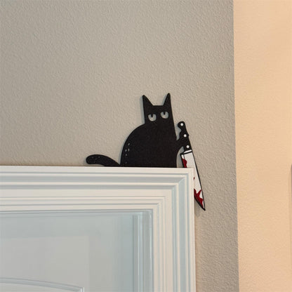 Black Cat Decor | Halloween Decor | Halloween Wall Decor | Cat Door Corner | Funny Halloween Decor | Cat Lover Gift | Door Frame Cat - product image 5