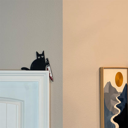 Black Cat Decor | Halloween Decor | Halloween Wall Decor | Cat Door Corner | Funny Halloween Decor | Cat Lover Gift | Door Frame Cat - product image 9