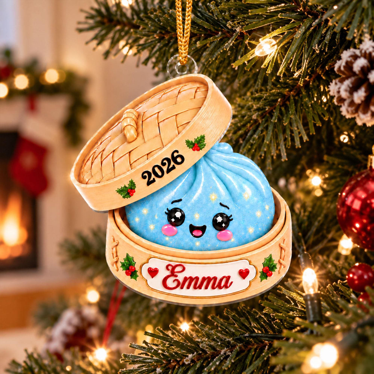 Personalized Cute Dumpling Acrylic Ornament, Custom Name Glitter Dumpling Ornament, Custom Family Christmas Keepsake, Dumpling Lover Gift - product image 10