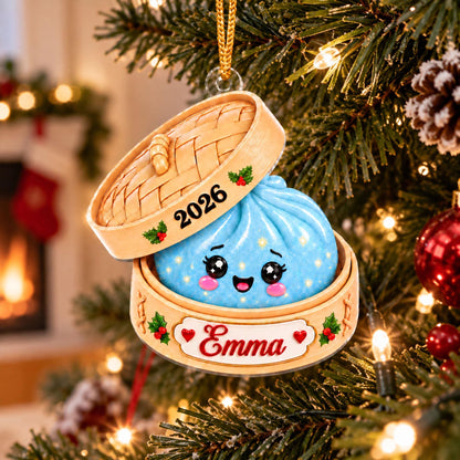 Personalized Cute Dumpling Acrylic Ornament, Custom Name Glitter Dumpling Ornament, Custom Family Christmas Keepsake, Dumpling Lover Gift - product image 10