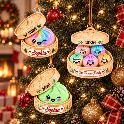 Personalized Cute Dumpling Acrylic Ornament, Custom Name Glitter Dumpling Ornament, Custom Family Christmas Keepsake, Dumpling Lover Gift - product image 12