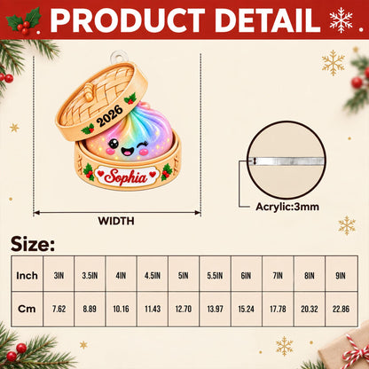 Personalized Cute Dumpling Acrylic Ornament, Custom Name Glitter Dumpling Ornament, Custom Family Christmas Keepsake, Dumpling Lover Gift - product image 13