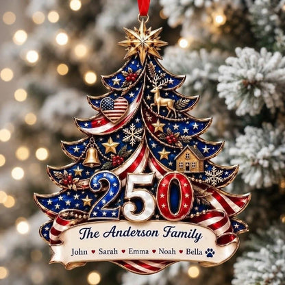 Personalized America Anniversary Ornament 1776-2026, Custom Family Name USA Flag Acrylic Christmas Tree Decor, Patriotic Keepsake Gift - product image 7