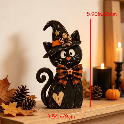 Farmhouse Wooden Halloween Set, Ghost Pumpkin Black Cat Decor, Autumn Tiered Tray Decor - product image 2