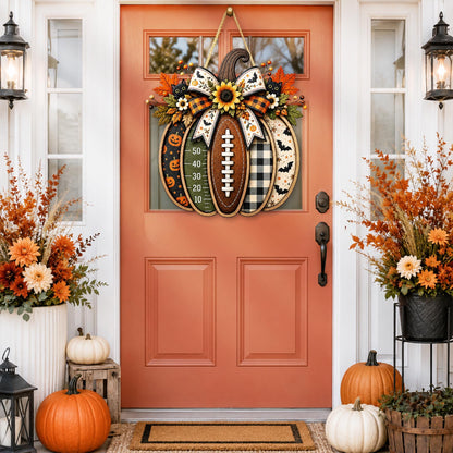 Football Pumpkin Door Sign, Halloween Fall Wreath, Autumn Sports Decor, Game Day GIFT 2026, Harvest Front Door Hanging, Football Fan Gift - product image 7