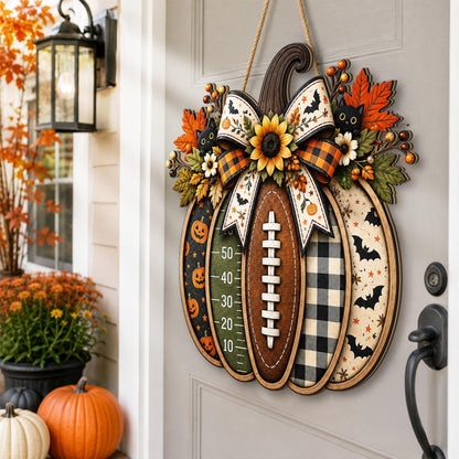 Football Pumpkin Door Sign, Halloween Fall Wreath, Autumn Sports Decor, Game Day GIFT 2026, Harvest Front Door Hanging, Football Fan Gift - product image 4