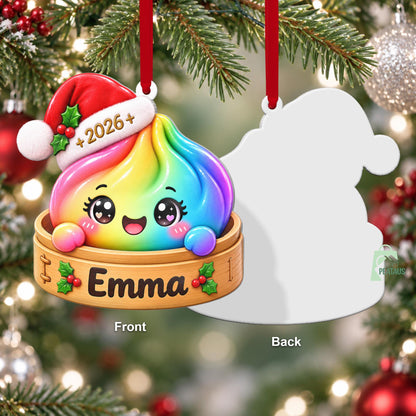 Personalized Squishy 3D Ornament, Custom Name Glitter Dumpling Ornament, Bamboo Steamer, Dumpling Lover Gift, Christmas Gift for Kids - product image 6