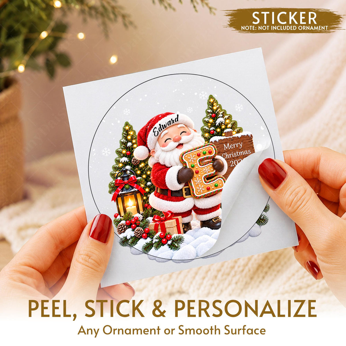 Personalized Kid Name Ornament, Letter Gingerbread with Snowman Keepsake - product image 5