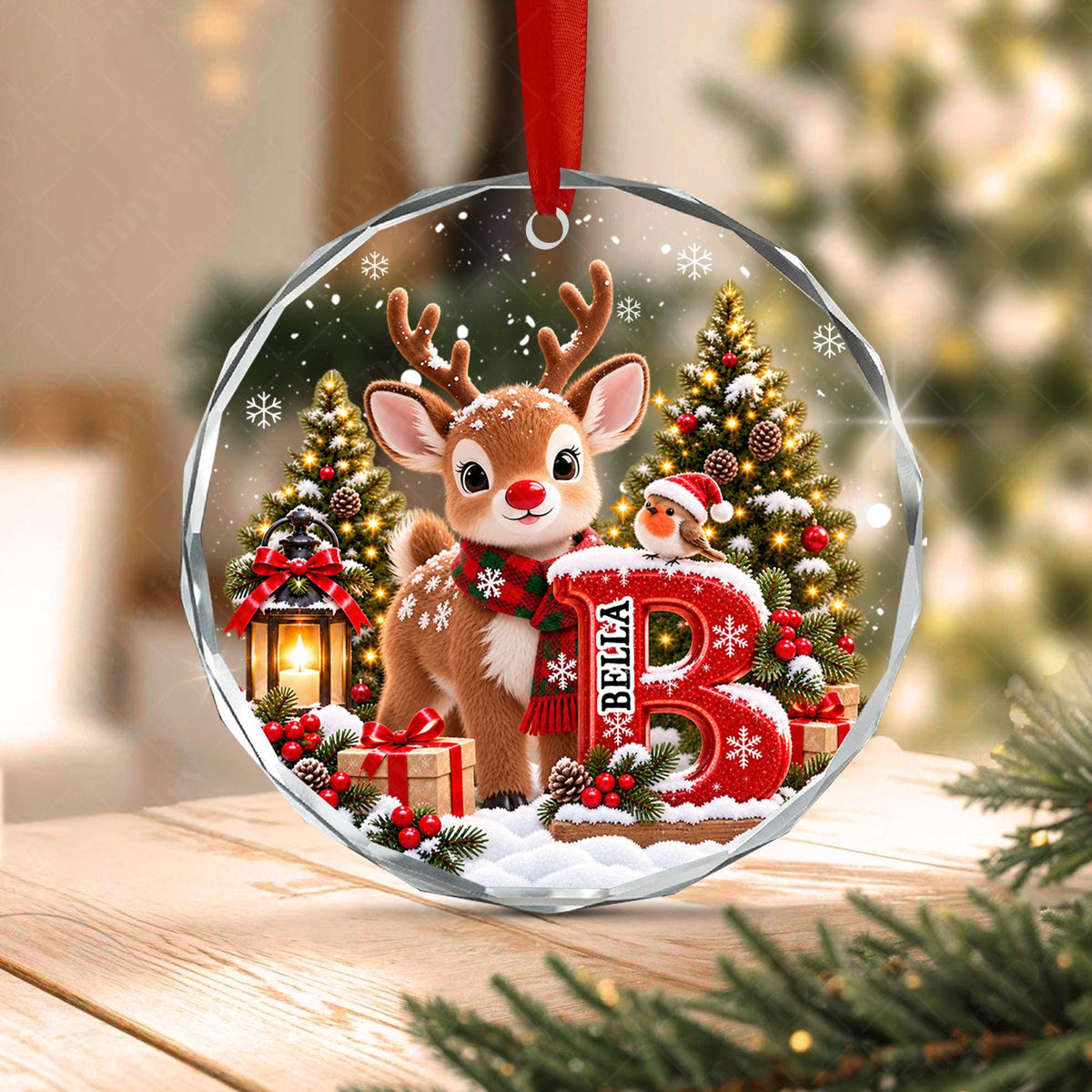 Personalized Kid Name Ornament, Letter Gingerbread with Snowman Keepsake - product image 6