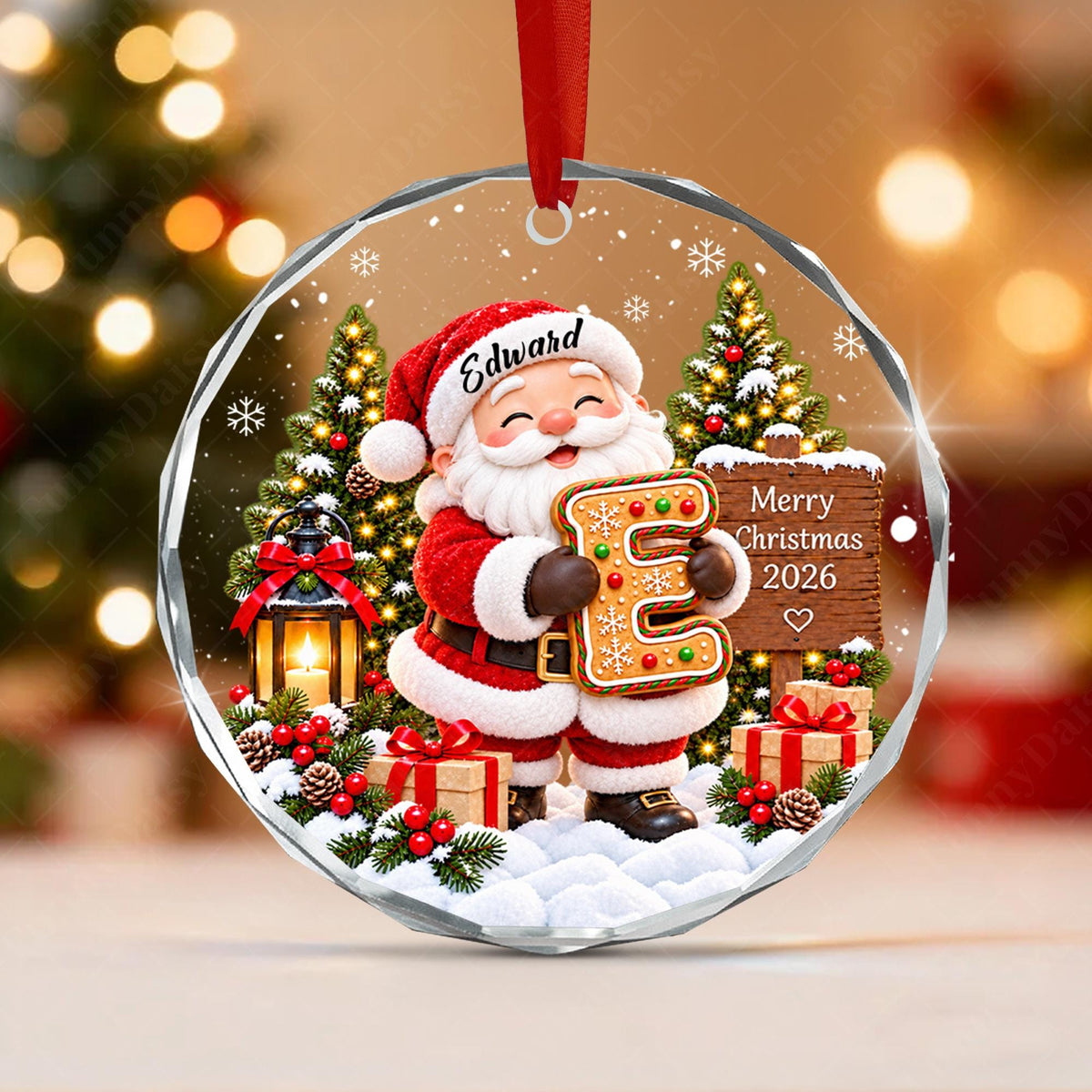 Personalized Kid Name Ornament, Letter Gingerbread with Snowman Keepsake - product image 8