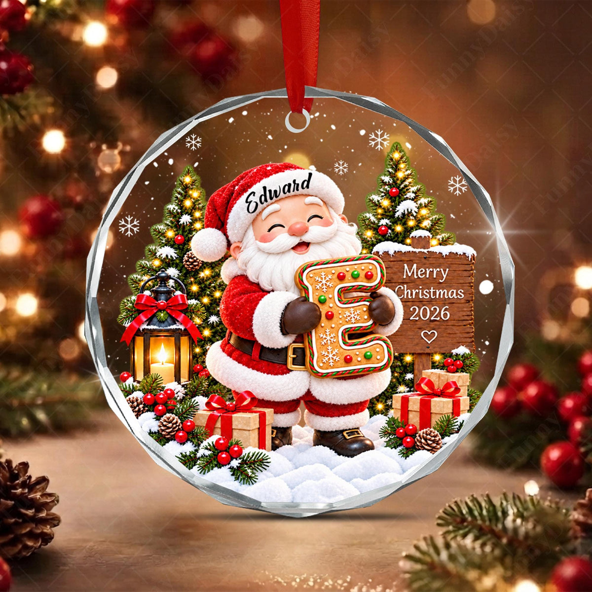 Personalized Kid Name Ornament, Letter Gingerbread with Snowman Keepsake - product image 11