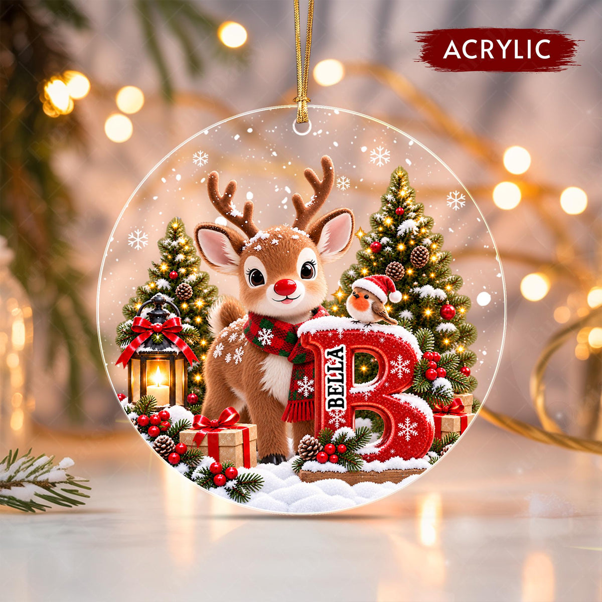 Personalized Kid Name Ornament, Letter Gingerbread with Snowman Keepsake - product image 13