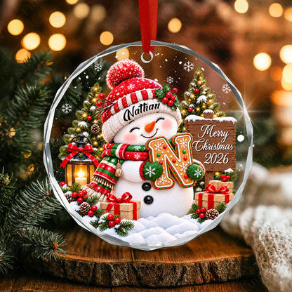 Personalized Kid Name Ornament, Letter Gingerbread with Snowman Keepsake - product image 7