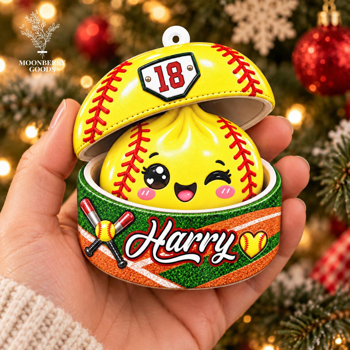 Personalized Softball Dumpling 3D Relief Ornament 2026, Softball Ornament, Squishy Dumpling Ornament, Sport Ornament, Kids Christmas Gift - product image 5