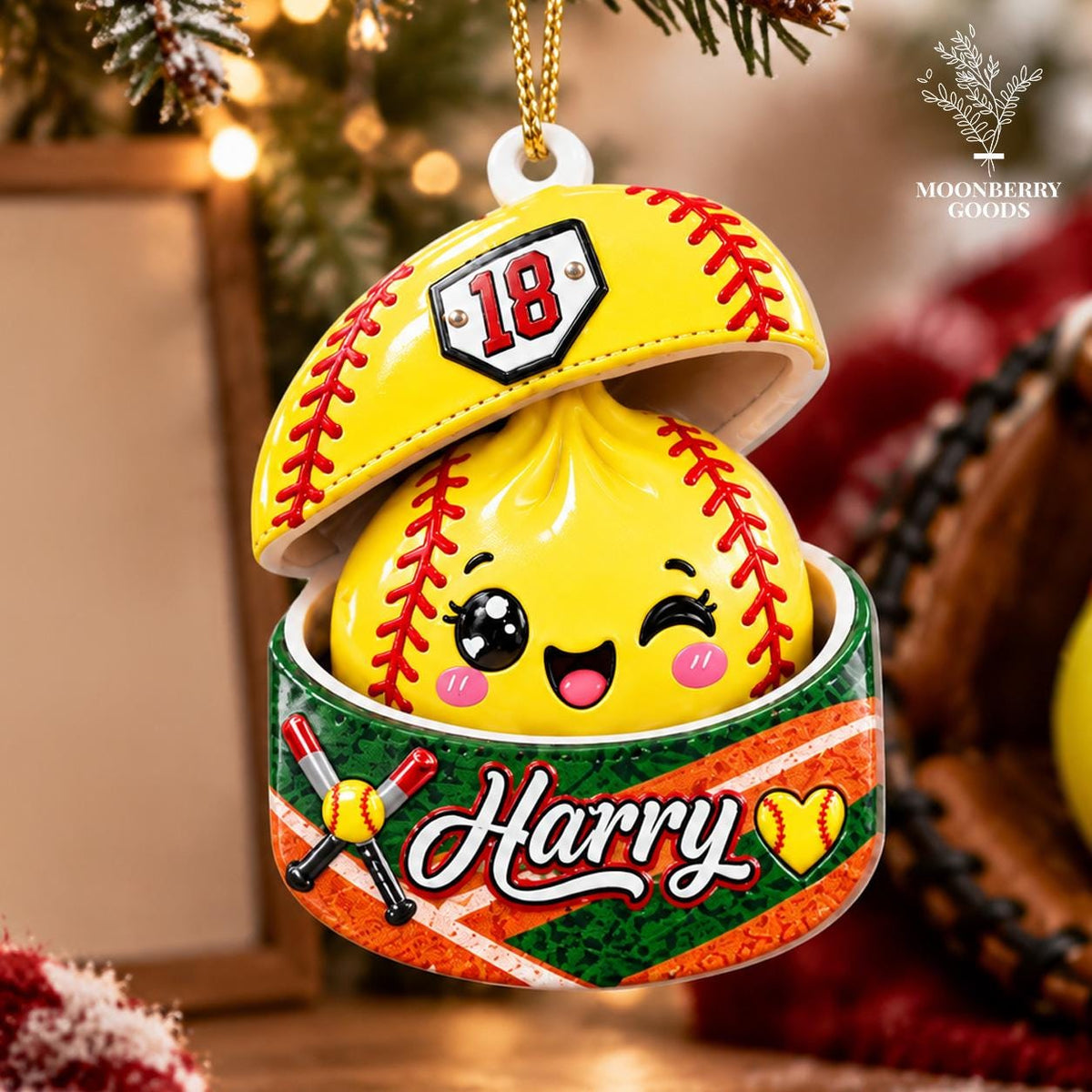 Personalized Softball Dumpling 3D Relief Ornament 2026, Softball Ornament, Squishy Dumpling Ornament, Sport Ornament, Kids Christmas Gift - product image 12