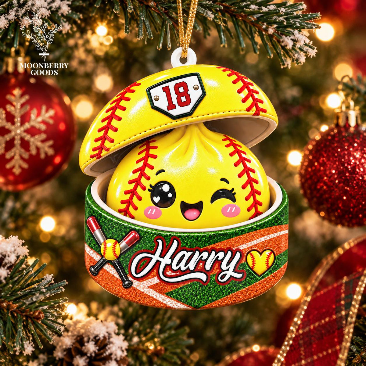 Personalized Softball Dumpling 3D Relief Ornament 2026, Softball Ornament, Squishy Dumpling Ornament, Sport Ornament, Kids Christmas Gift - product image 6