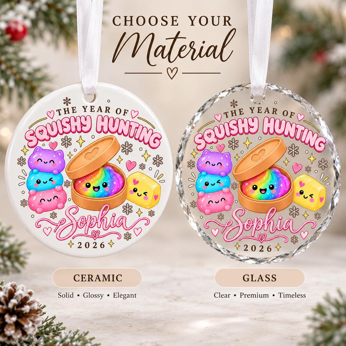 Personalized Squishy Christmas Ornament, Year of Squishy Hunting Ornament, Custom Name Dumpling Gift, Kids Xmas Keepsake, Squishy Lover Gift - product image 6