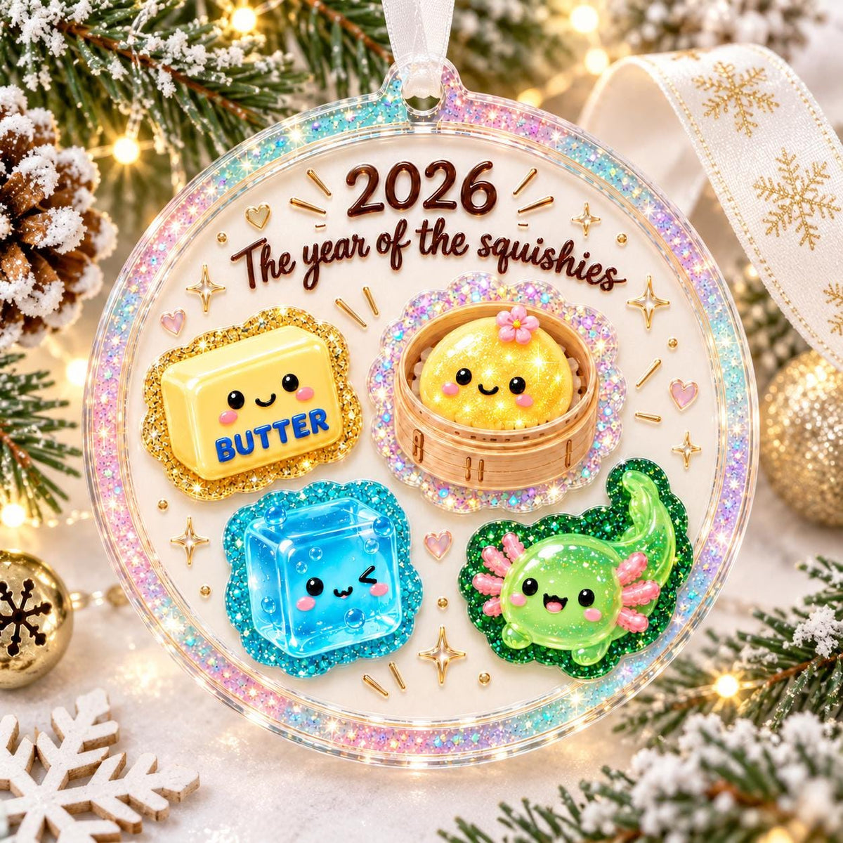 Squishy Dumpling Christmas Ornament 2026, Cute Squishy Lover Gift, Squishy Hunting Squishies, Butter NeeDoh Ornament, Kids Keepsake Gift - product image 10