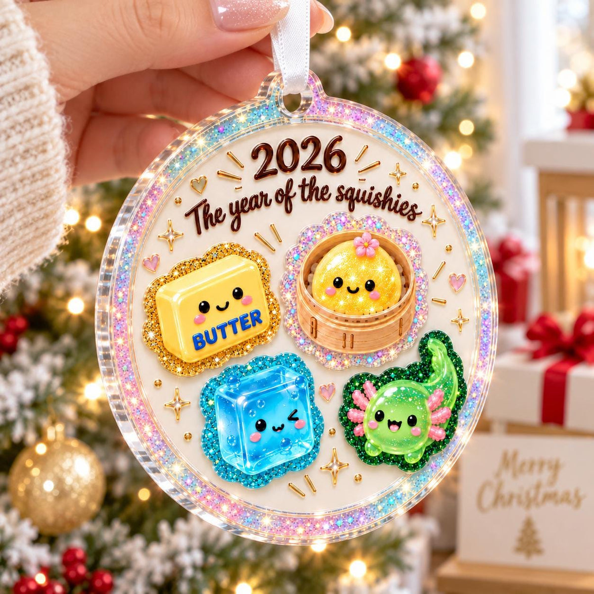 Squishy Dumpling Christmas Ornament 2026, Cute Squishy Lover Gift, Squishy Hunting Squishies, Butter NeeDoh Ornament, Kids Keepsake Gift - product image 9