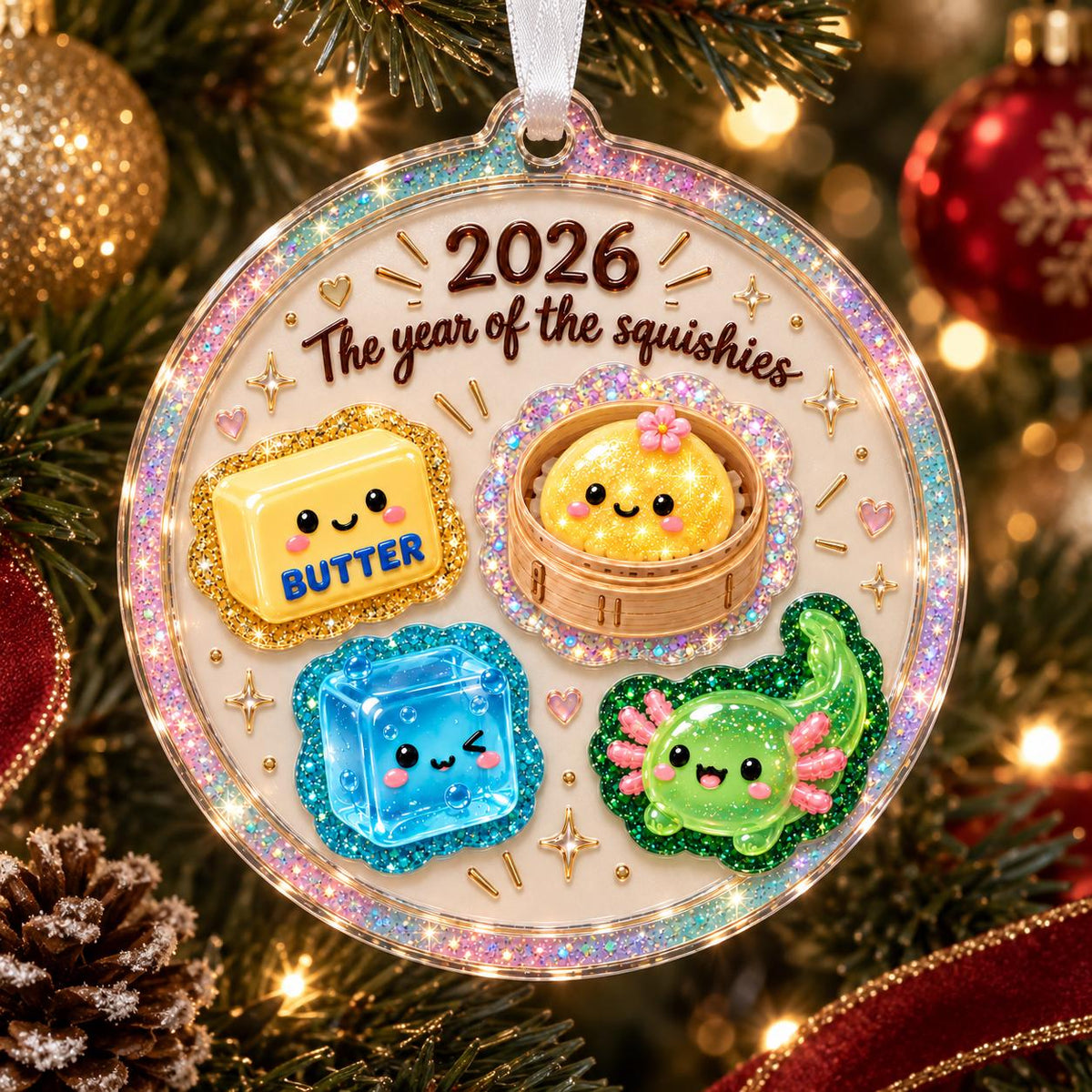 Squishy Dumpling Christmas Ornament 2026, Cute Squishy Lover Gift, Squishy Hunting Squishies, Butter NeeDoh Ornament, Kids Keepsake Gift - main product image