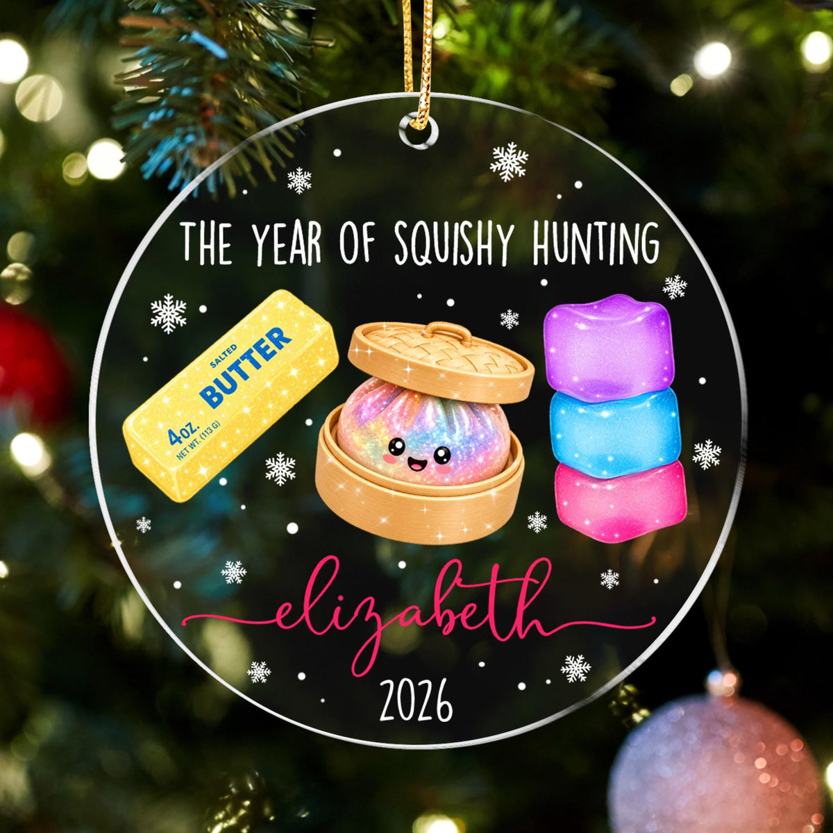 Personalized Squishy Christmas Ornament 2026: Kids Name Ornament, Viral Dumpling Squishy Gift, Girls Christmas Gift, Year Of Squishy Hunting - product image 4