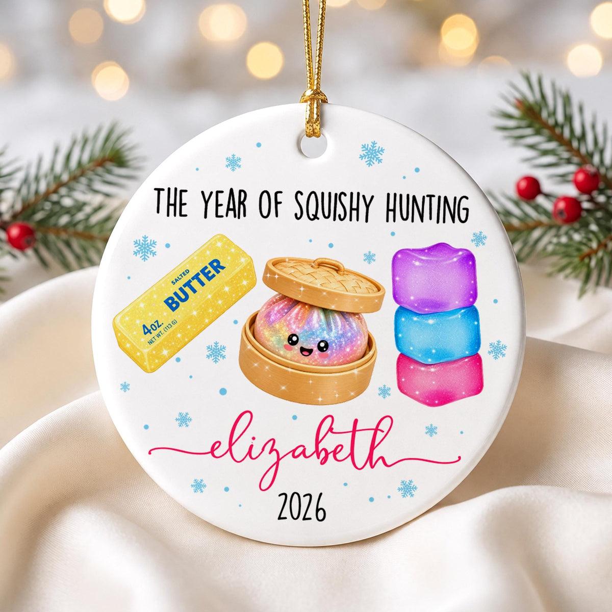 Personalized Squishy Christmas Ornament 2026: Kids Name Ornament, Viral Dumpling Squishy Gift, Girls Christmas Gift, Year Of Squishy Hunting - product image 6