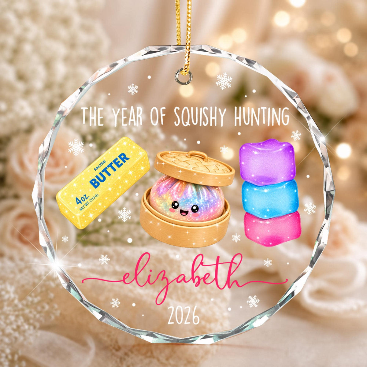 Personalized Squishy Christmas Ornament 2026: Kids Name Ornament, Viral Dumpling Squishy Gift, Girls Christmas Gift, Year Of Squishy Hunting - product image 7
