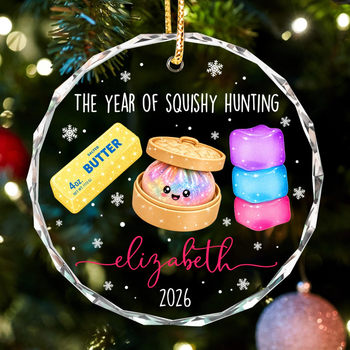 Personalized Squishy Christmas Ornament 2026: Kids Name Ornament, Viral Dumpling Squishy Gift, Girls Christmas Gift, Year Of Squishy Hunting - product image 10