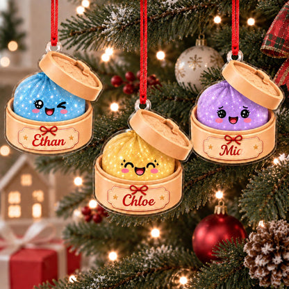 Personalized Cute Dumpling Christmas Ornament, Faux Glitter Dumpling Keepsake, Dumpling Lover Gift, Kids Christmas Gift, Foodie Decor - product image 9