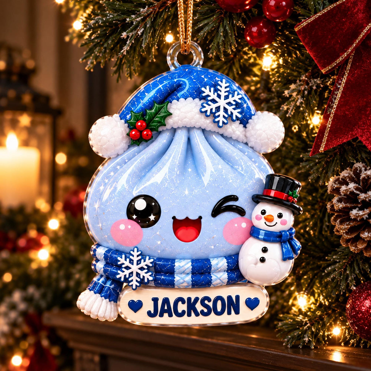 Personalized Christmas Dumpling Dim Sum Acrylic Ornament, Christmas Gift, Dumpling Lover Gift, Kids Christmas Gift - product image 3