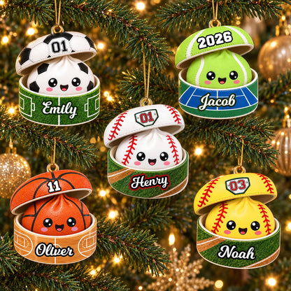 Personalized Sport Dumpling Ornament, Acrylic Squishy Style Christmas Ornament, Custom Name Ornament, Acrylic Soccer Baseball Ornament - product image 7