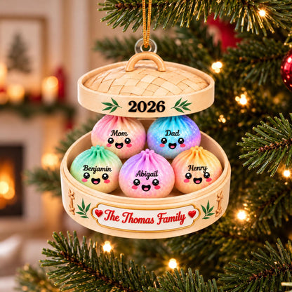 Personalized Cute Dumpling Acrylic Ornament, Custom Name Glitter Dumpling Ornament, Custom Family Christmas Keepsake, Dumpling Lover Gift - product image 4