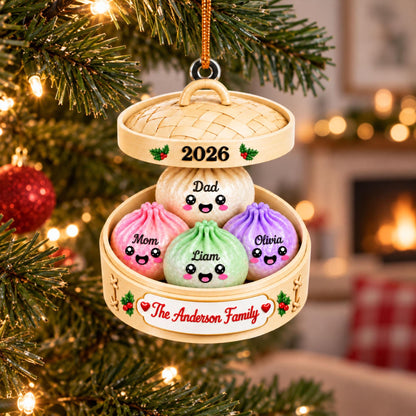 Personalized Cute Dumpling Acrylic Ornament, Custom Name Glitter Dumpling Ornament, Custom Family Christmas Keepsake, Dumpling Lover Gift - product image 5