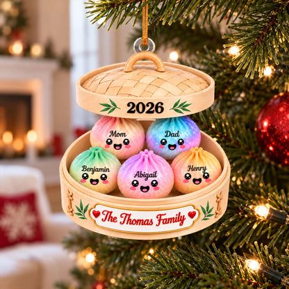 Personalized Cute Dumpling Acrylic Ornament, Custom Name Glitter Dumpling Ornament, Custom Family Christmas Keepsake, Dumpling Lover Gift - product image 7