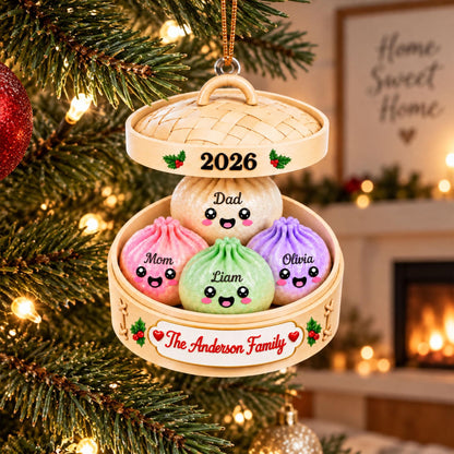 Personalized Cute Dumpling Acrylic Ornament, Custom Name Glitter Dumpling Ornament, Custom Family Christmas Keepsake, Dumpling Lover Gift - product image 8