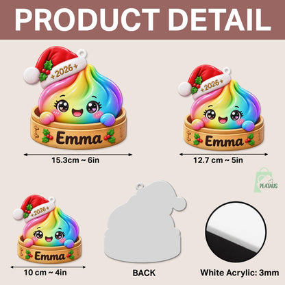 Personalized Squishy 3D Ornament, Custom Name Glitter Dumpling Ornament, Bamboo Steamer, Dumpling Lover Gift, Christmas Gift for Kids - product image 7