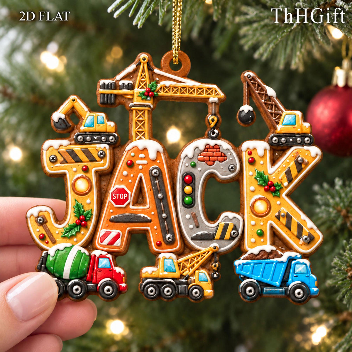 Personalized Kids Name Truck Christmas Ornament, Construction Vehicle Acrylic Ornament, Custom Name Holiday Decor - product image 8