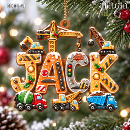 Personalized Kids Name Truck Christmas Ornament, Construction Vehicle Acrylic Ornament, Custom Name Holiday Decor - product image 9