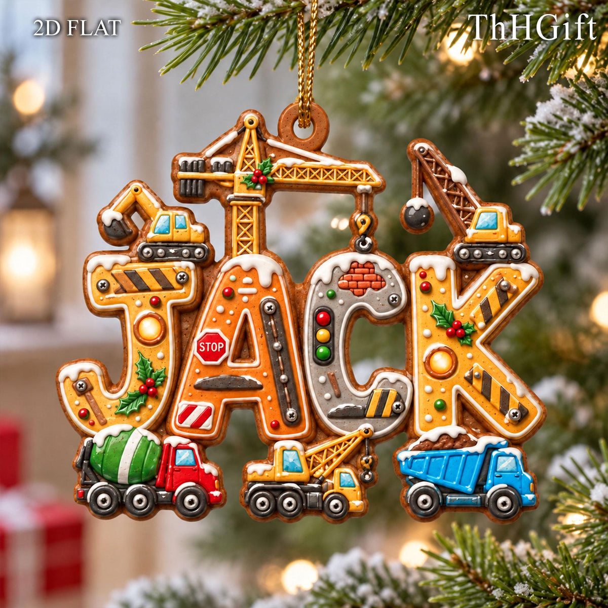 Personalized Kids Name Truck Christmas Ornament, Construction Vehicle Acrylic Ornament, Custom Name Holiday Decor - product image 11