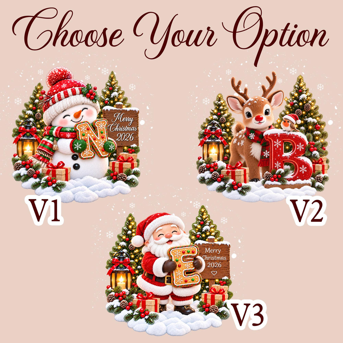 Personalized Kid Name Ornament, Letter Gingerbread with Snowman Keepsake - product image 3